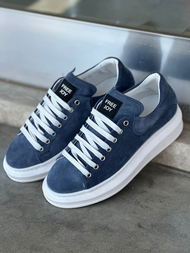 Sneakers sportive in camoscio blu denim