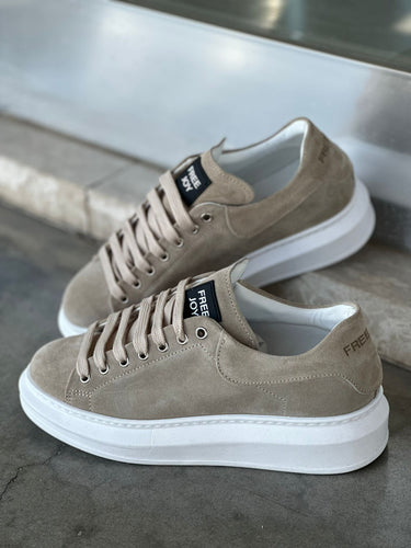 sneakers sportiva beige in camoscio art mq