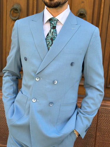 Abito sartoriale doppio petto celeste polvere art oslo HU09ORSO
