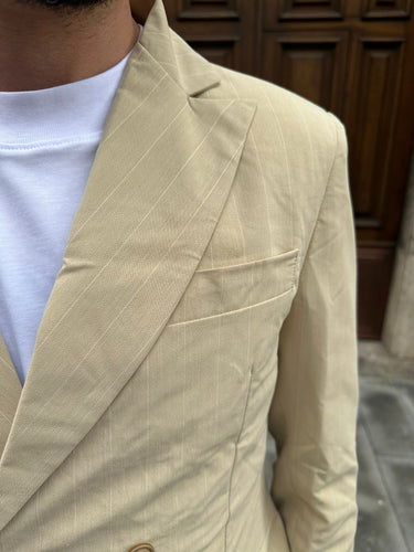 Abito doppio petto beige  gessato or noir q1