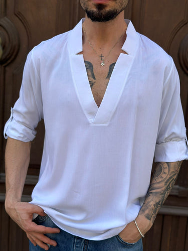 Camicia  bianca A scollo art italy