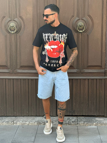 T-shirt nera logo KISS