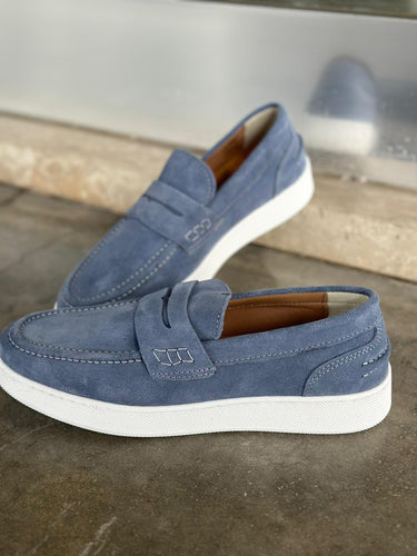 MOCASSINO COLLEGE CAMOSCIO SUOLA BIANCA ART SPORT