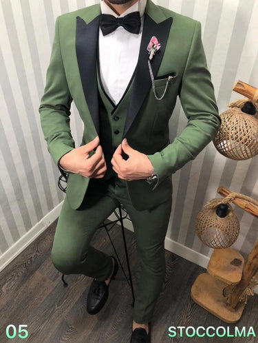 Abito tre pezzi sartoriale stoccarda con rever lucido vari colori Monopetto