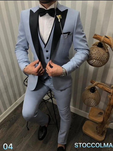 Abito tre pezzi sartoriale stoccarda con rever lucido vari colori Monopetto