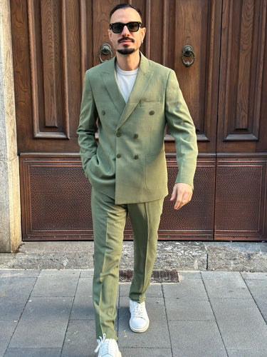 Abito doppio petto verde militare art sard Huop fiama