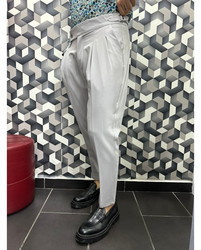 pantalone  vita alta  grigio  chiaro zp69